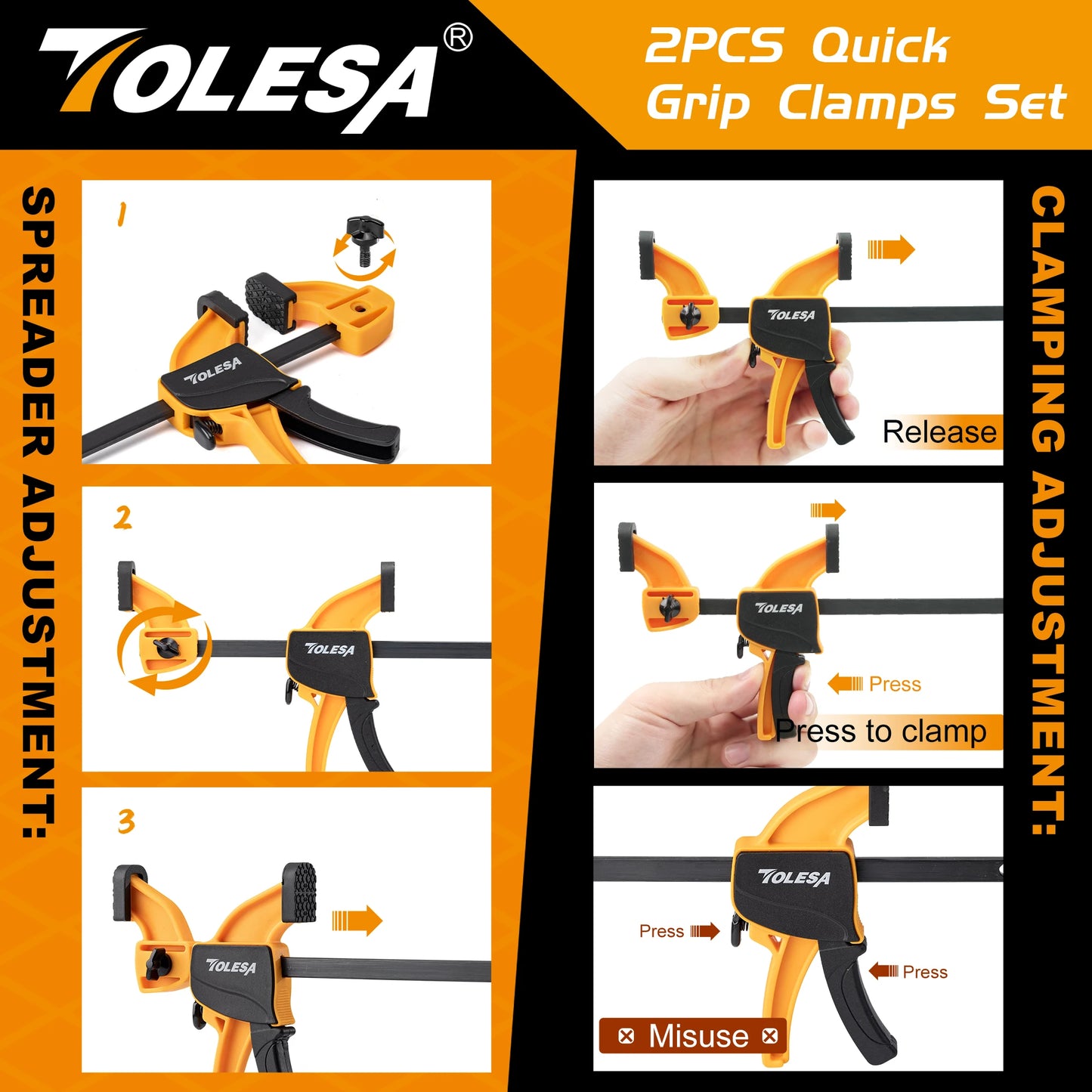 Tolesa A7BC1002 Mini Bar Clamp – 6" of One-Handed Control