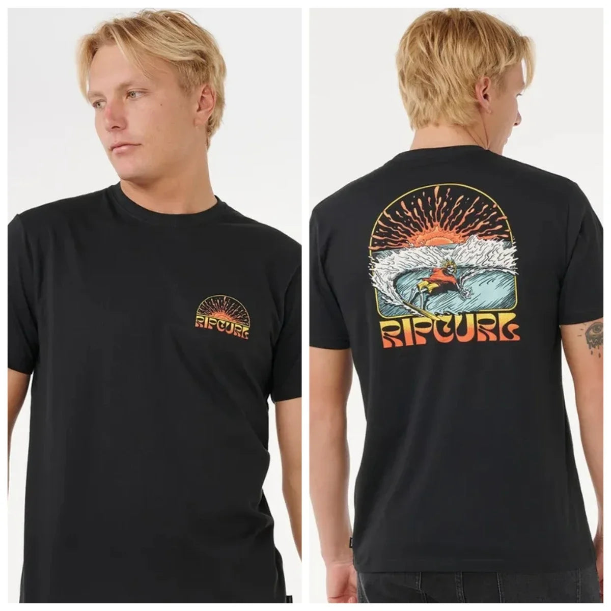 Rip Curl JV Printed New Summer Men's T-shirt Short-sleeved Outdoor Sports Surfing Short-sleeved Sports Fitness Comfortable T