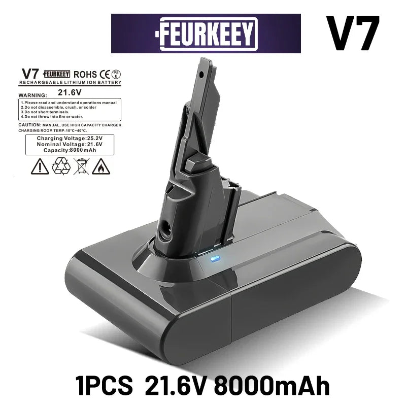 Dyson V7 Battery New 6000 - 8000mAh for Dyson Battery Replacement Original Seamless Compatible, V6 V7 V8 V10 V11 Vacuum Cleaner Battery