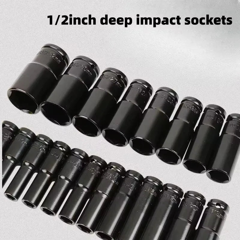 Socket set 10pcs 1/2 Drive Metric Impact Socket Set Universal Deep Socket Wrench for Air Pneumatic Repair Tools