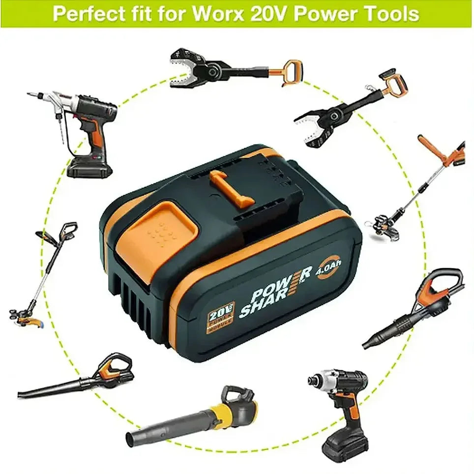Worx 20V 6.0Ah and 8.0Ah Lithium battery Rechargeable WA3553 WA3551 WA3553.1 WA3570 for All WORX Electric and Garden Tools