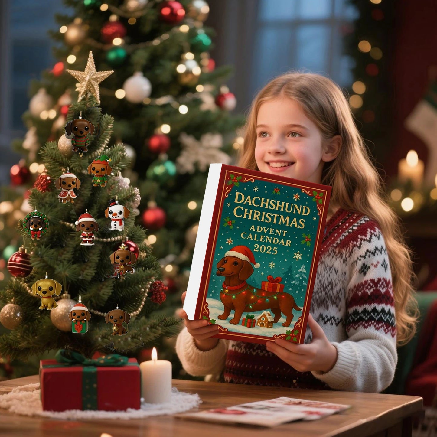 Sausage Dog JV Christmas Arrival Festival Blind Box Countdown Set 2025 Countdown Advent Calendar 24 Days Hanging Decorations