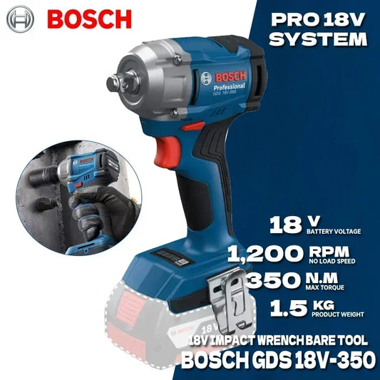 BOSCH GDS 18V-350 Cordless Impact Wrench 3-Gear Torque Adjustment Impact Driver 350Nm Torque Wrench Bosch Power Tools GDS18V-350