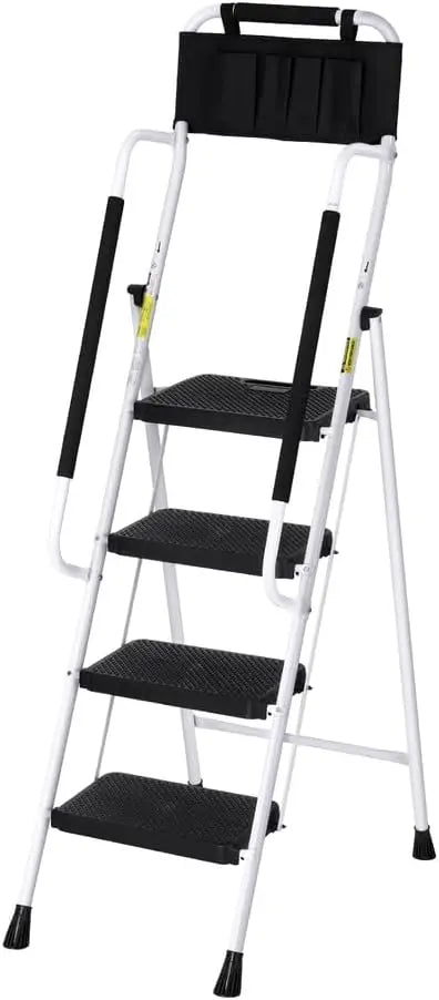 Step Ladder 4 Step Multi-Purpose Folding Steel Platform Tool Bag Handrails