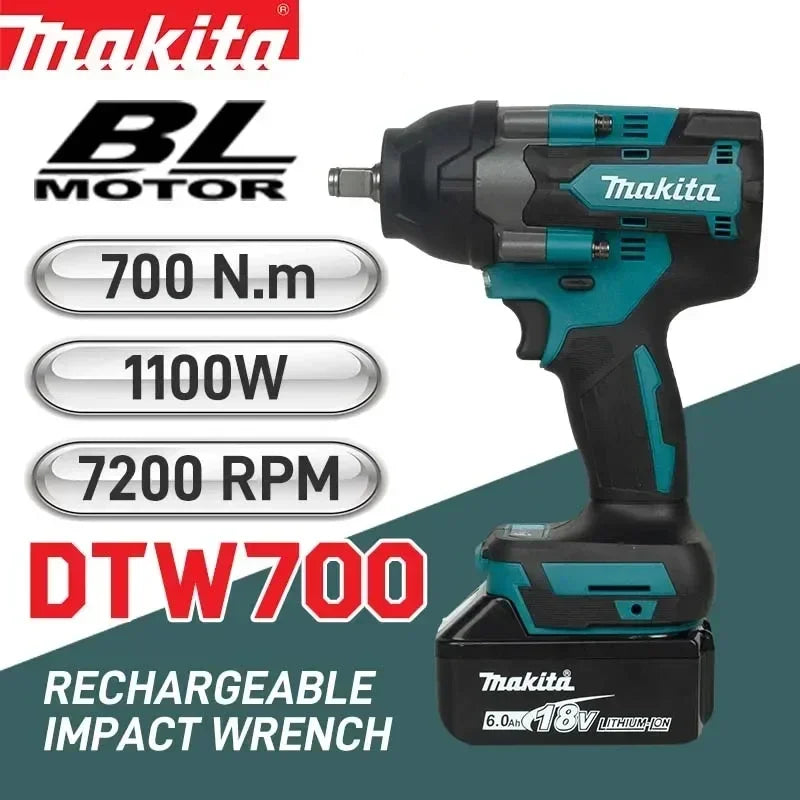Makita 18V DTW700 Brushless Electric Wrench High Torque 18V Cordless Drill Screwdriver Rechargeable Electric Tools Torque Wrench