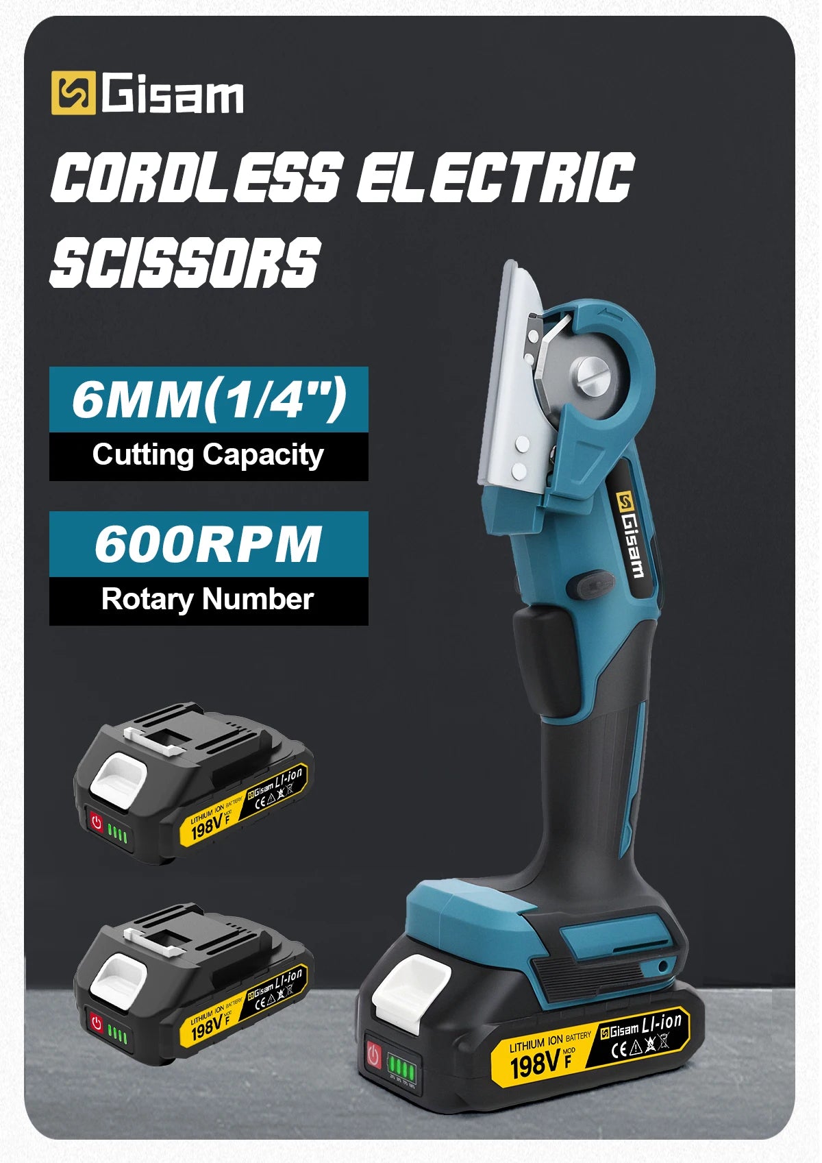 Makita Compatible 18V Gisam Cordless Carpet Scissors Multi Functional Pruner Round Knife Cutting Cloth Scissors Power Tool For makita 18v battery pins
