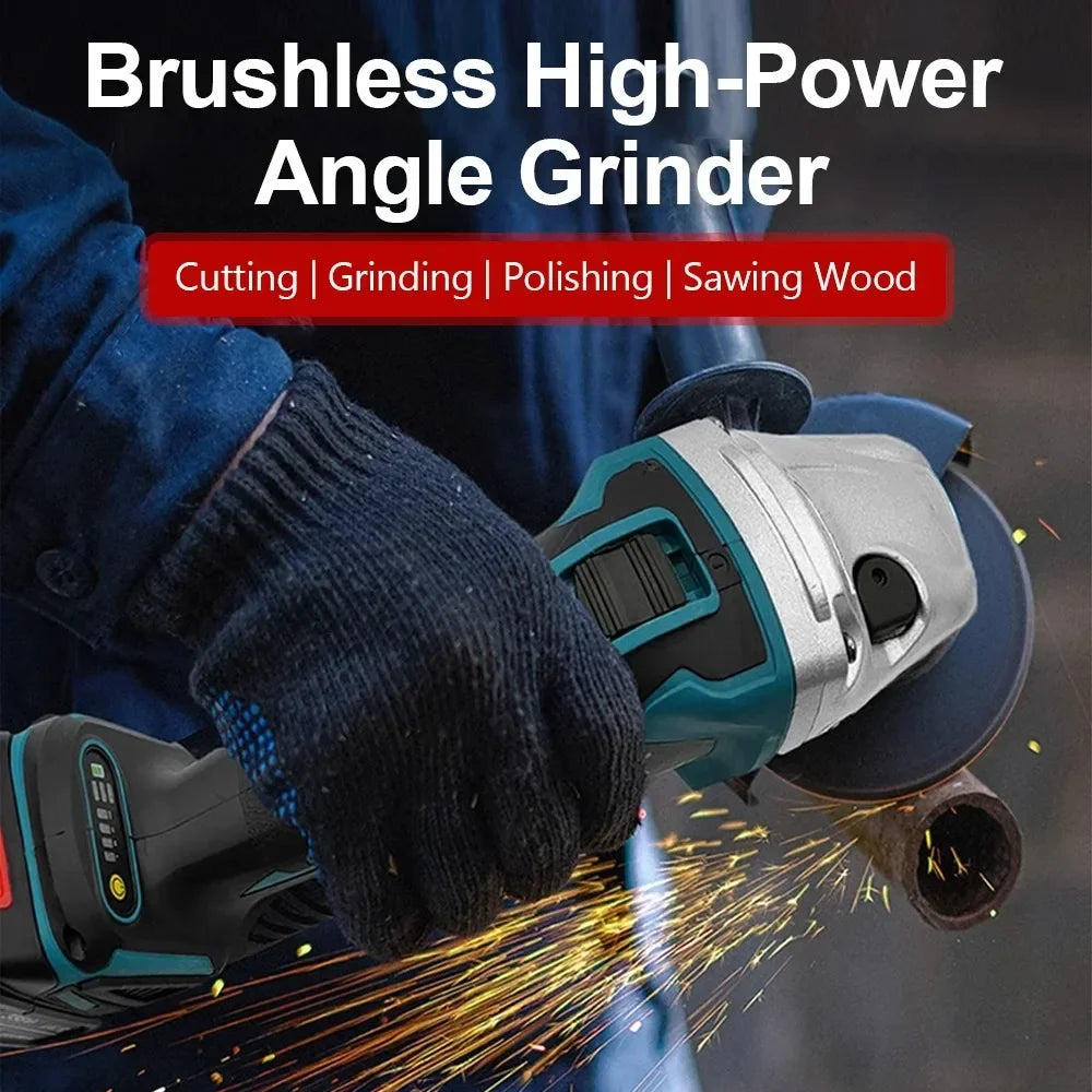 Makita Compatible 125mm Brushless Angle Grinder Cordless Li-ion Battery Powered for Cutting Polishing Grinding Compatible with Makita 18V tools