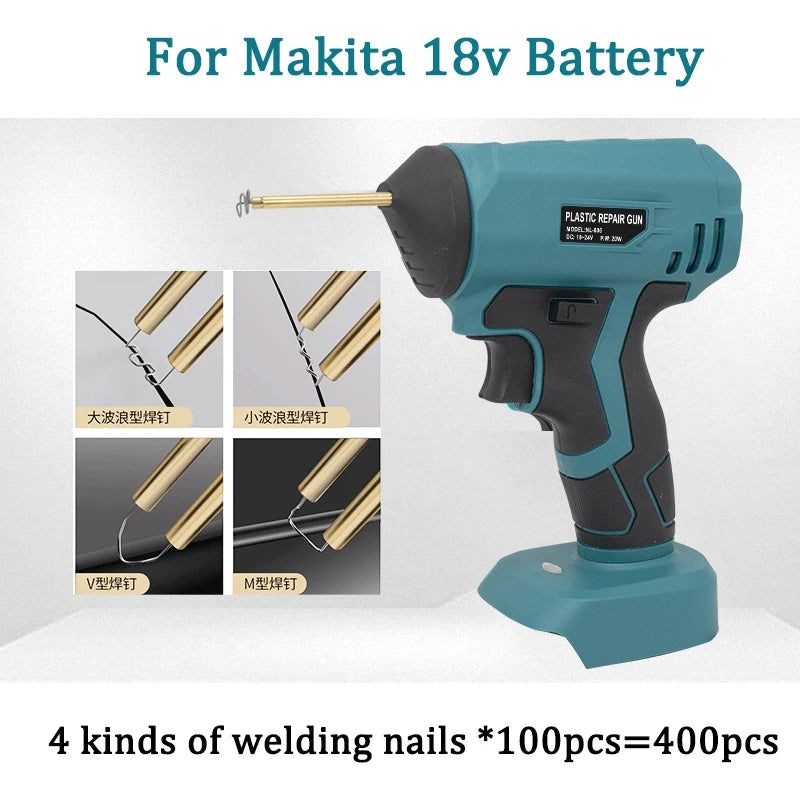 Makita Dewalt Milwaukee Bosch Black & Decker Compatible JV 18V Battery Cordless Welding Gun with 400PCs Staples Car Bumper Repair Tools