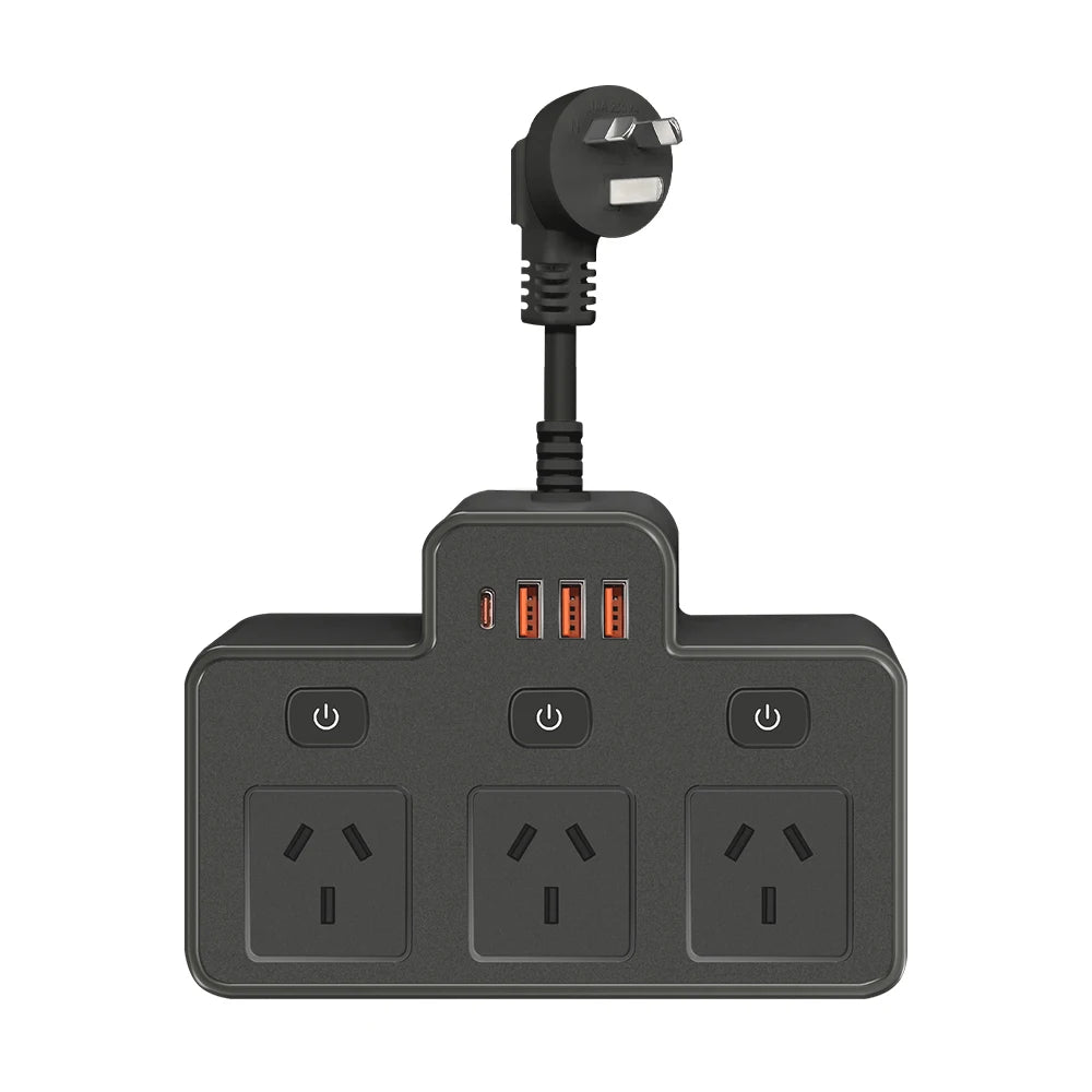 Power board Australia Power Strip AU Multitap Wall Mounted Independent Switch Power Socket With USB C Charging Ports Network Filter Adapter