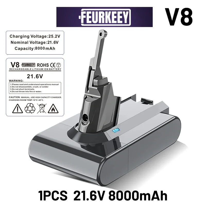 Dyson V8 Battery New 6000 - 8000Ah for Dyson Battery Replacement Original Seamless Compatible, V6 V7 V8 V10 V11 Vacuum Cleaner Battery