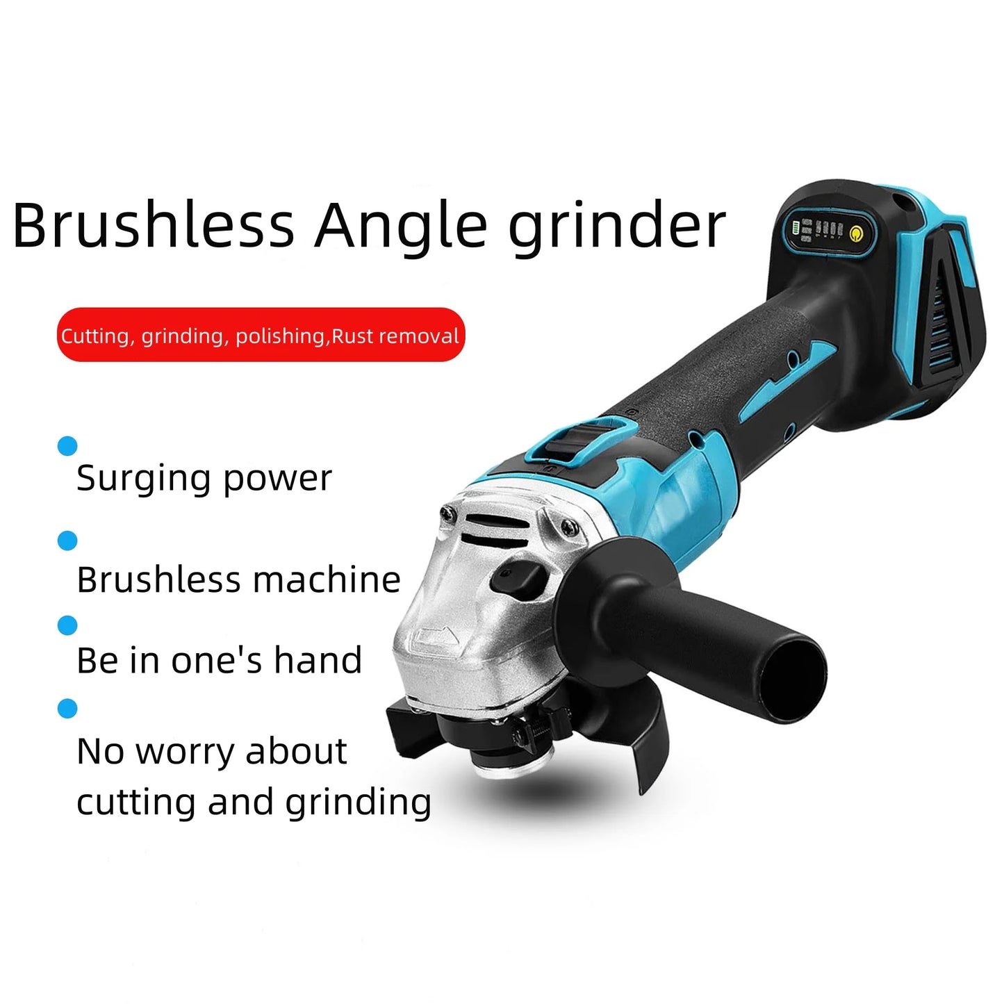 Makita Compatible 125mm Brushless Angle Grinder Cordless Li-ion Battery Powered for Cutting Polishing Grinding Compatible with Makita 18V tools