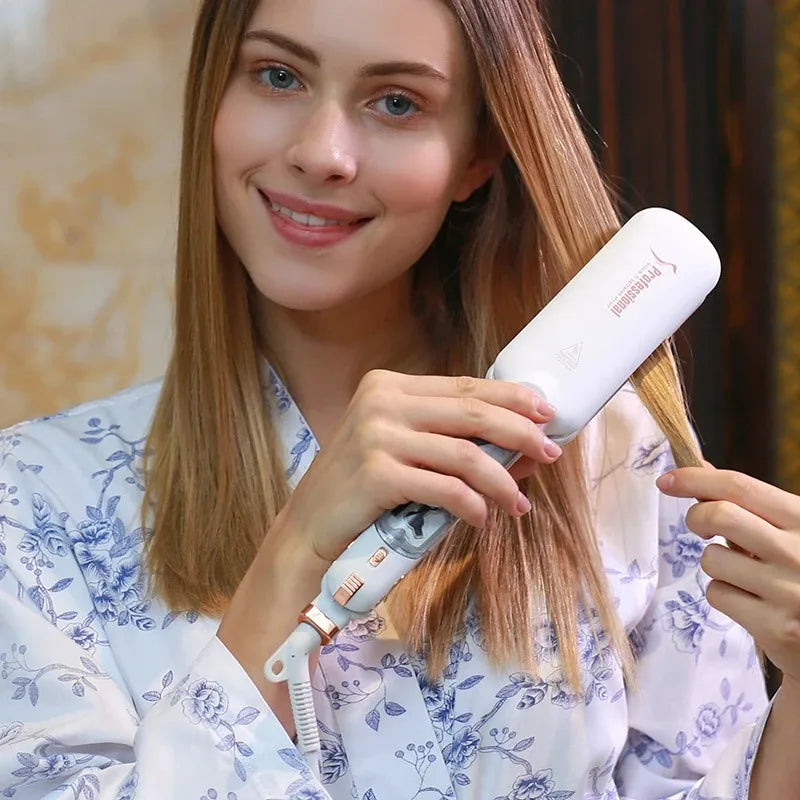 Hair straightener 230°C Professional Steam Hair Straightener Infrared Care Ceramic Coated 2-Inch-Wide Plates for Salon Straightening Styling