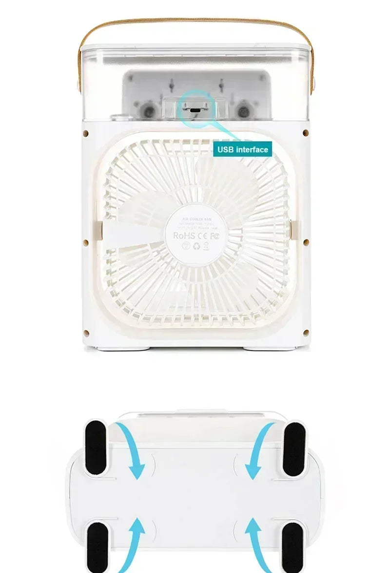 Fan 2025 Portable Humidifier Fan Air Conditioners USB Electric Fan LED Night Light Water Mist Fun 3 In 1 Air Cooler Humidifie For