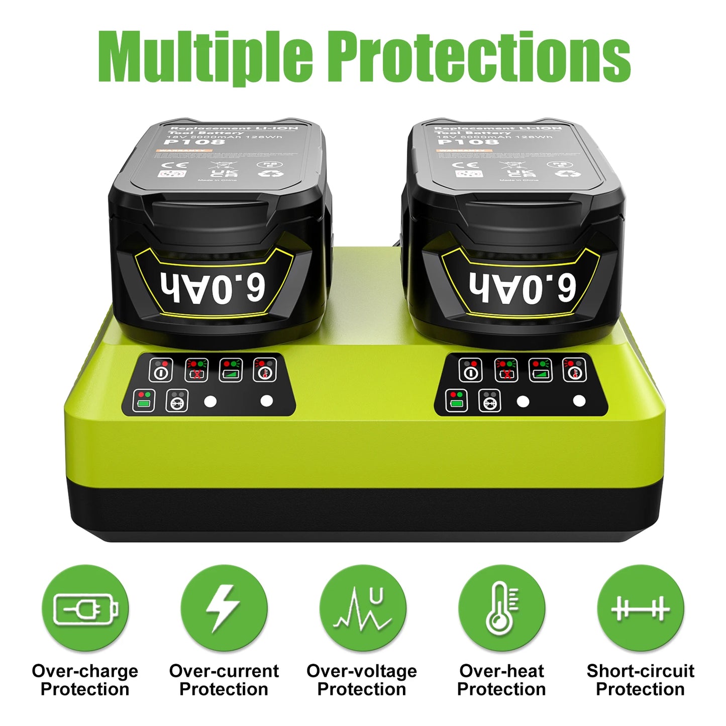 Single and Dual port battery Charger for Ryobi 18V One Battery- AU Plug