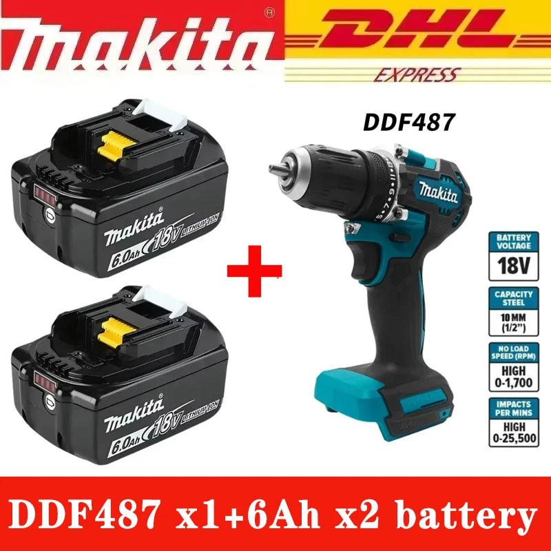 Makita Original DDF487 Brushless Cordless Driver Drill Brushless battery and Charger Combo
