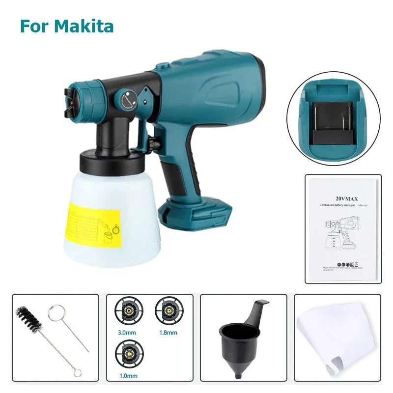 Paint/Water Spray Gun 18v tool only compatable with Makita/Bosch/Dewalt/Milwaukee/Ryobi 18V 20V Lithium Batteries