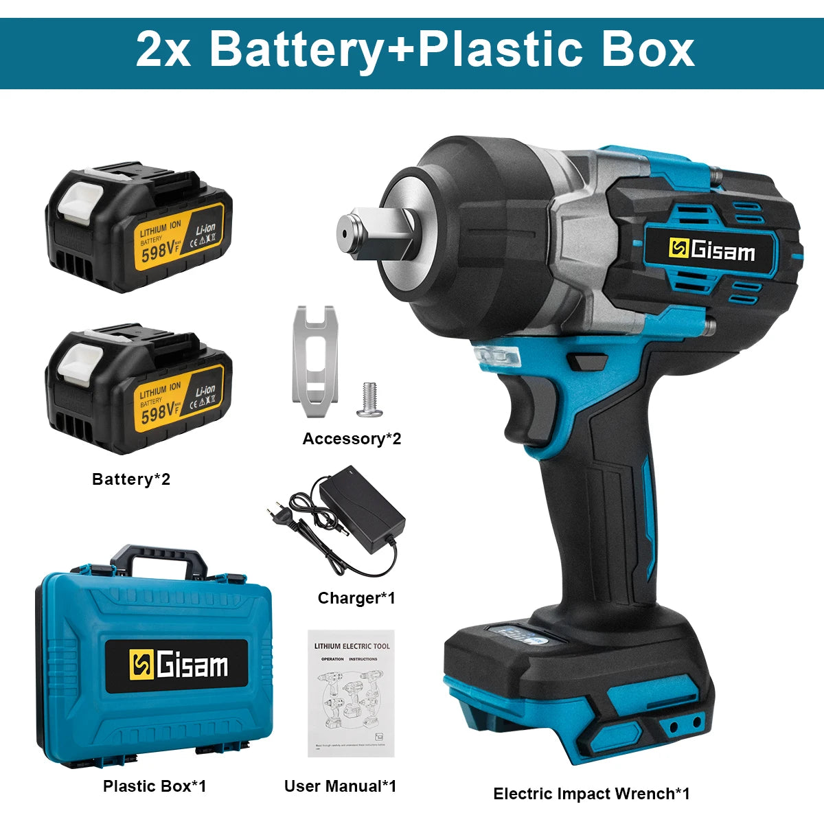 Makita compatible 18V JV Gisam 2800N.M Brushless Electric Wrench 1/2 Inch Cordless Impact Wrench Electirc Screwdriver Drill For Makita 18V Battery Pin
