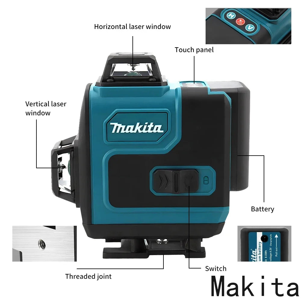 Makita 16 Lines Horizontal Vertical Laser Level Full kit with remote control