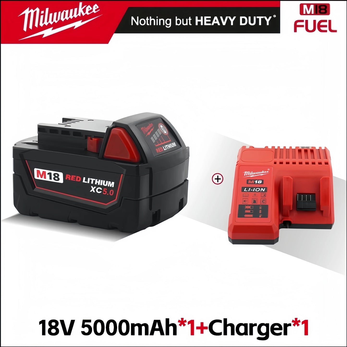 Milwaukee 5.0ah Original M18 B5 18V Li-ion Battery 1pk, 2pk 3pk and charger options