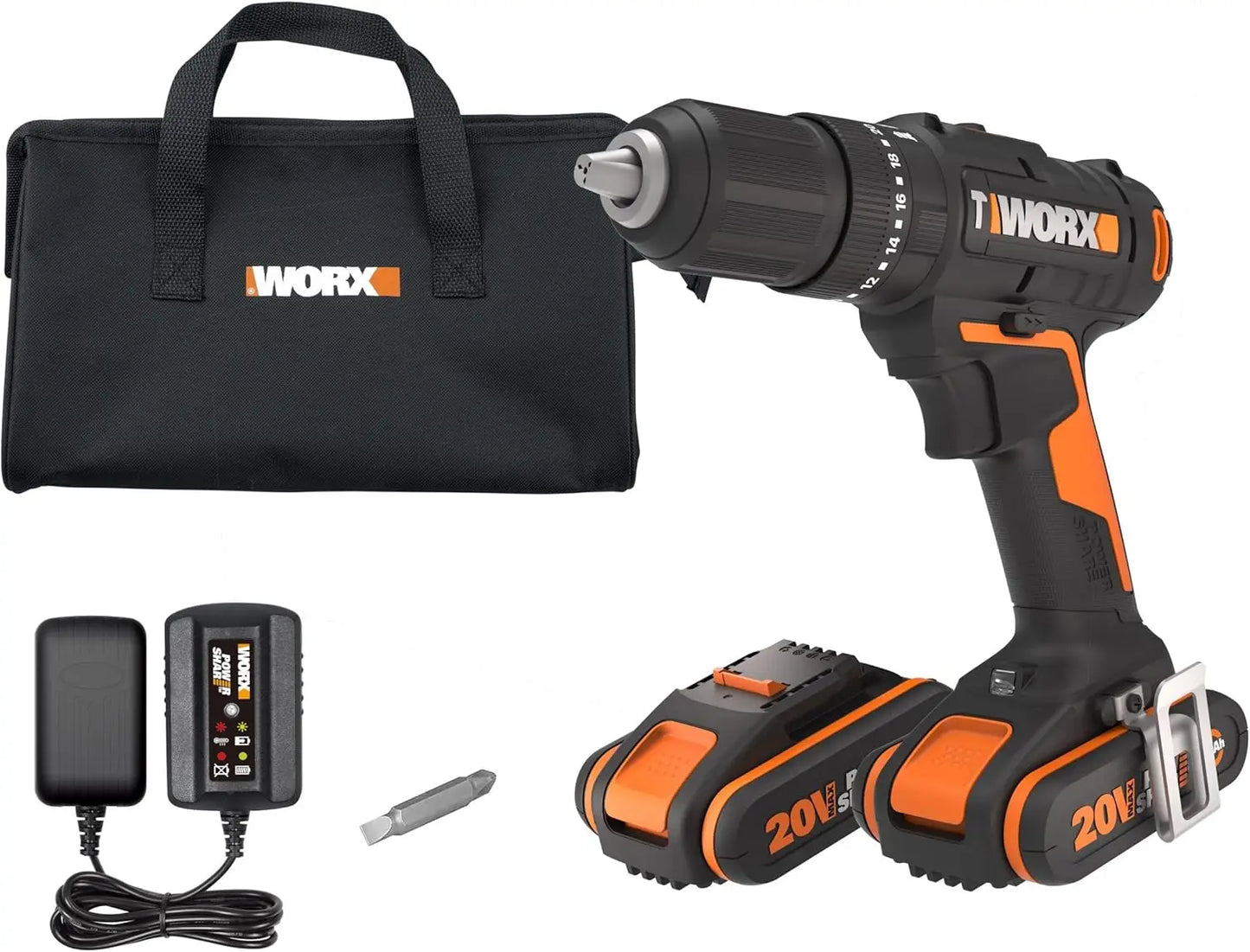 WORX 20V 13mm Hammer Drill Kit - WX370.1