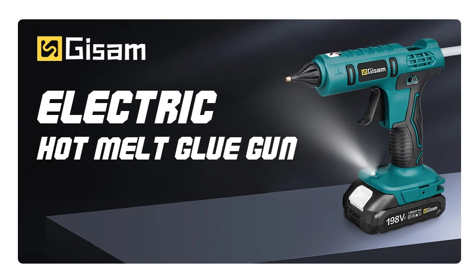 Makita compatible 18V Gisam Electric Hot Glue Gun with 2x batteries Cordless Heat Gun Battery Hot Silicone Gun DIY Hand Tool for Makita 18V Battery with 10 Hot Melt Adhesive