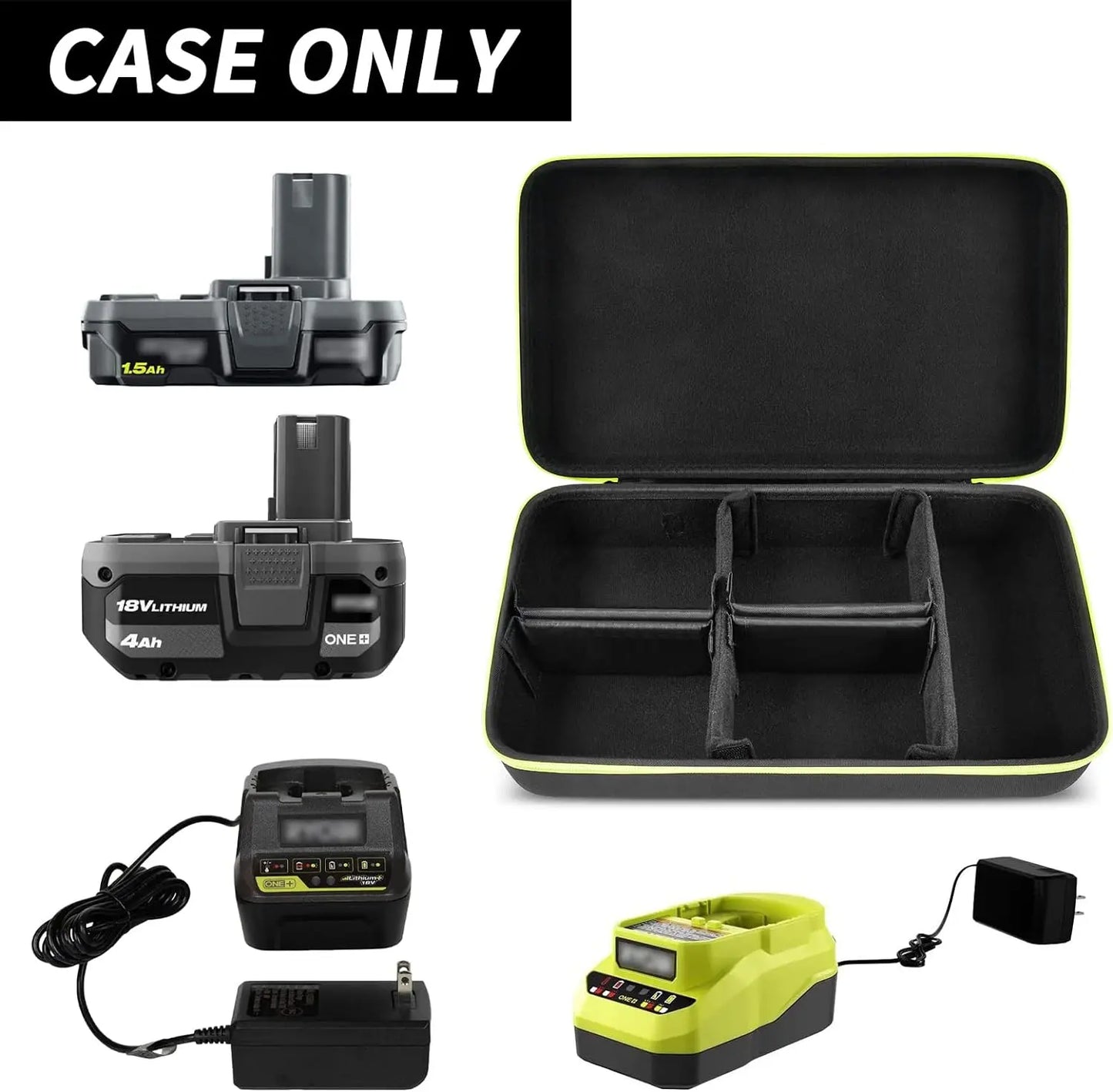 Case for Ryobi ONE+ 18V Lithium-Ion batteries and Chargers.