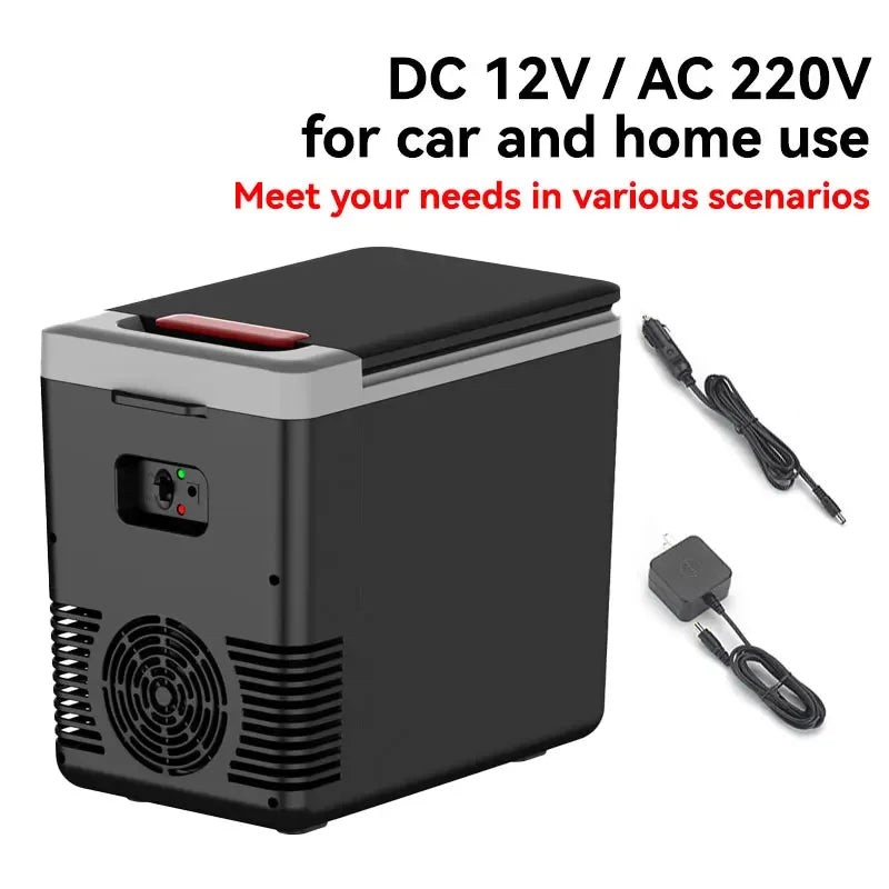 Mini Refrigerator 12V 220V 10L Car Home Dual-use Refrigerator Freezer Outdoor Cooler & Warmer Electric Fridge Portable Icebox