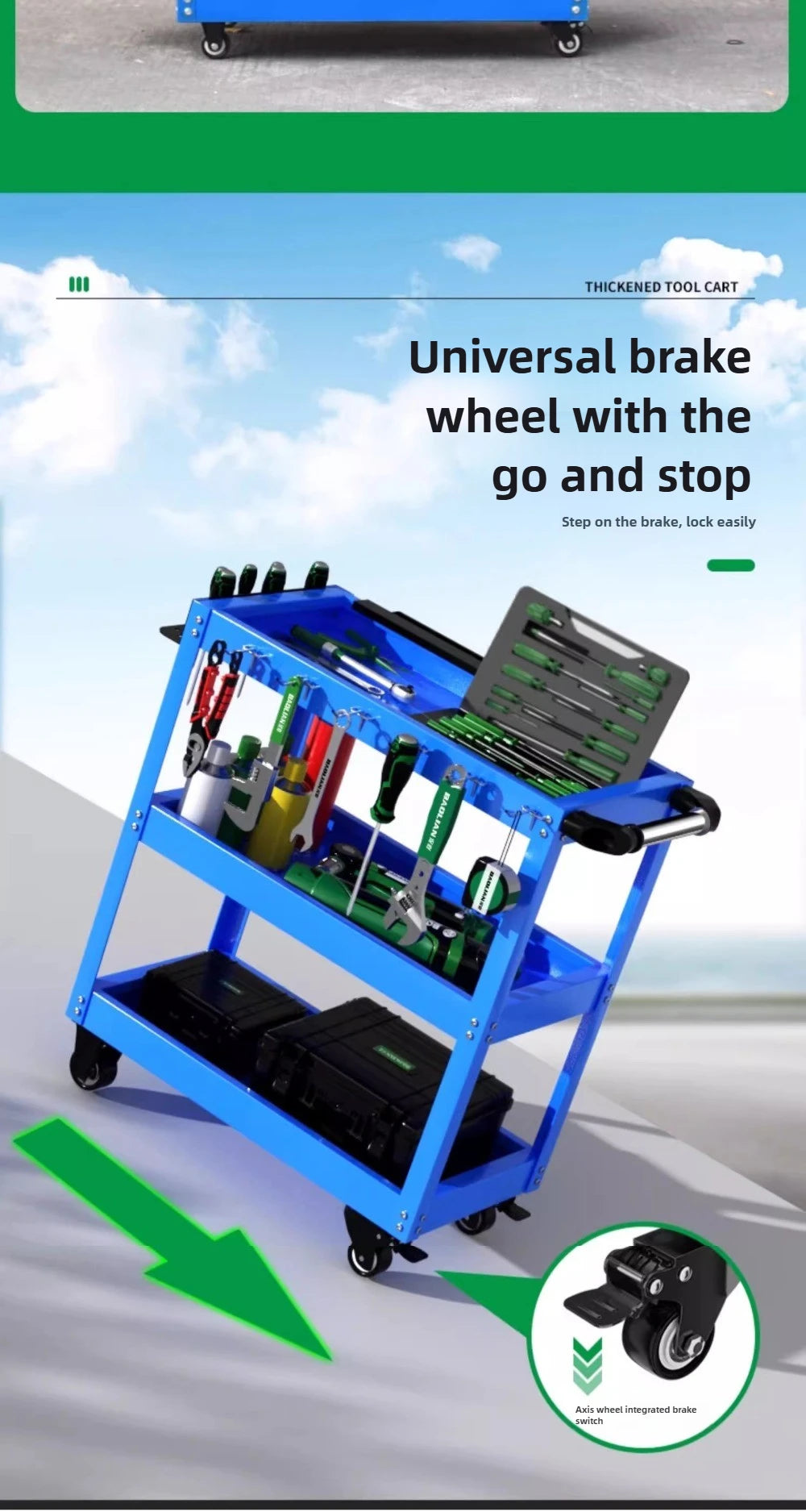 Trolley BaoLian Mechanical Workshop ToolsCart Tool Trolley With Brake Wheels Toolbox Cabinet Organizer Holder Garage Workbench Racks