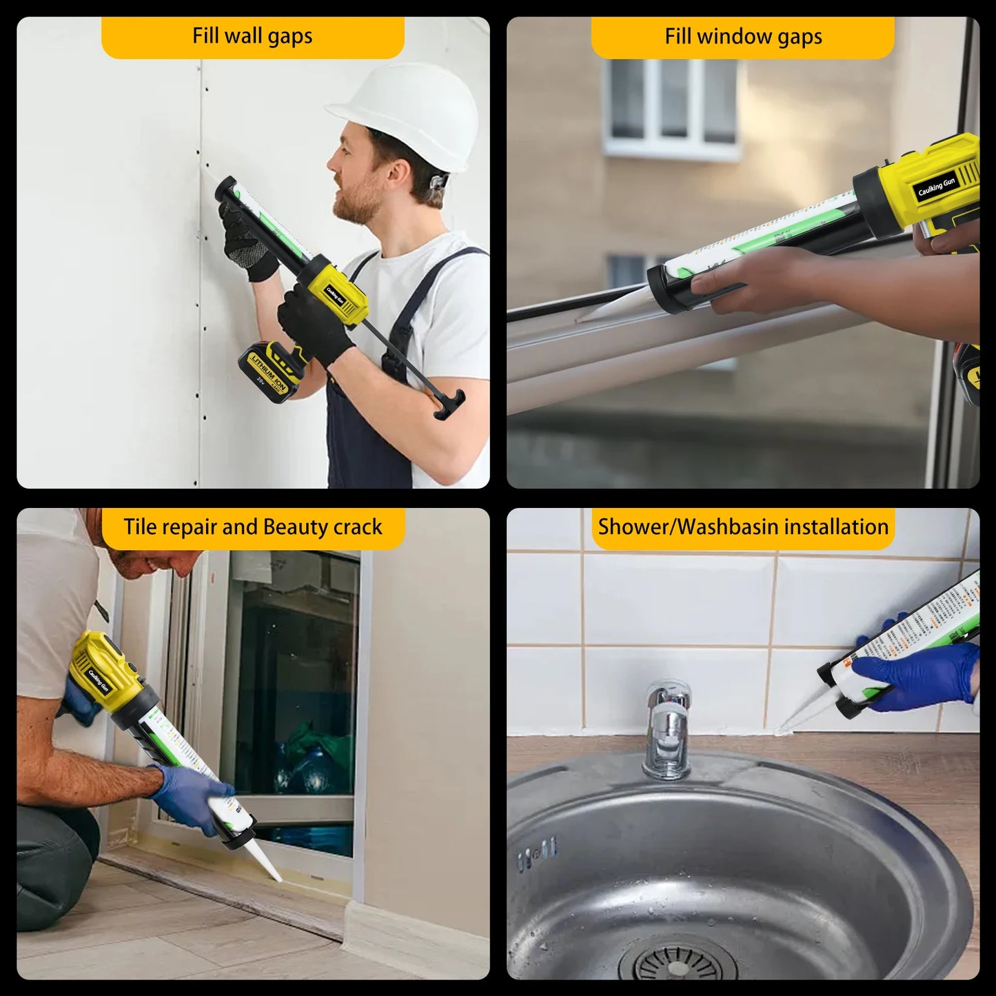 Cordless Caulking Gun 4 Speed with LED Light For Makita/Dewalt/Milwaukee Batteries.