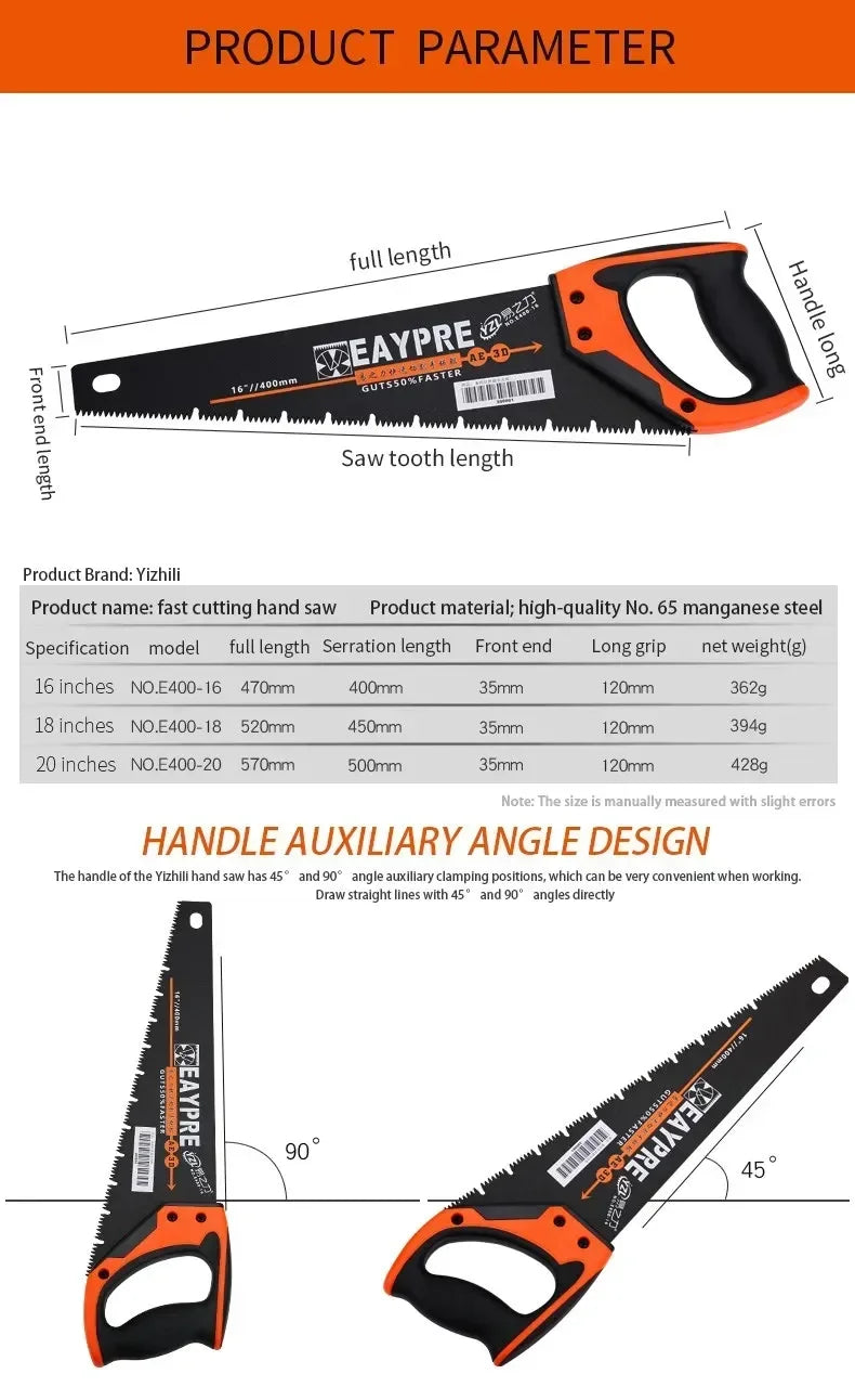 EAYPRE Hand Saws: Where Precision Meets Practicality. 350mm, 400mm, 450mm or 500mm Available.