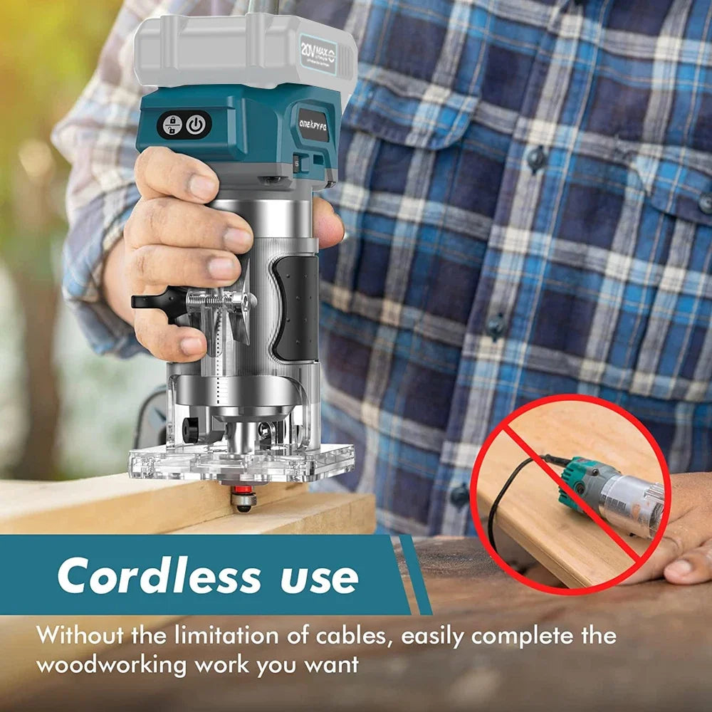 Makita Compatible 18V JV 5 Speeds Brushless Electric Hand Trimmer Cordless Wood Router Woodworking Engraving Slotting for Makita 18V Without Battery