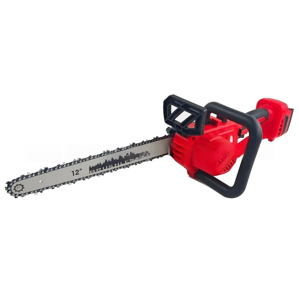 Makita Dewalt Milwaukee Compatible 18V battery 12-Inch Brushless Chainsaw Cordless Electric Chain Saw for Tree Trimming (No battery)
