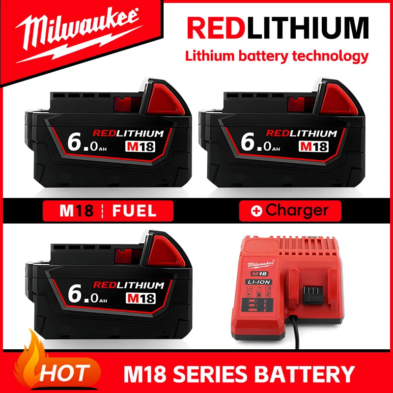 Milwaukee 6.0ah Original M18 B6 18V Li-ion Battery 1pk, 2pk 3pk and charger options