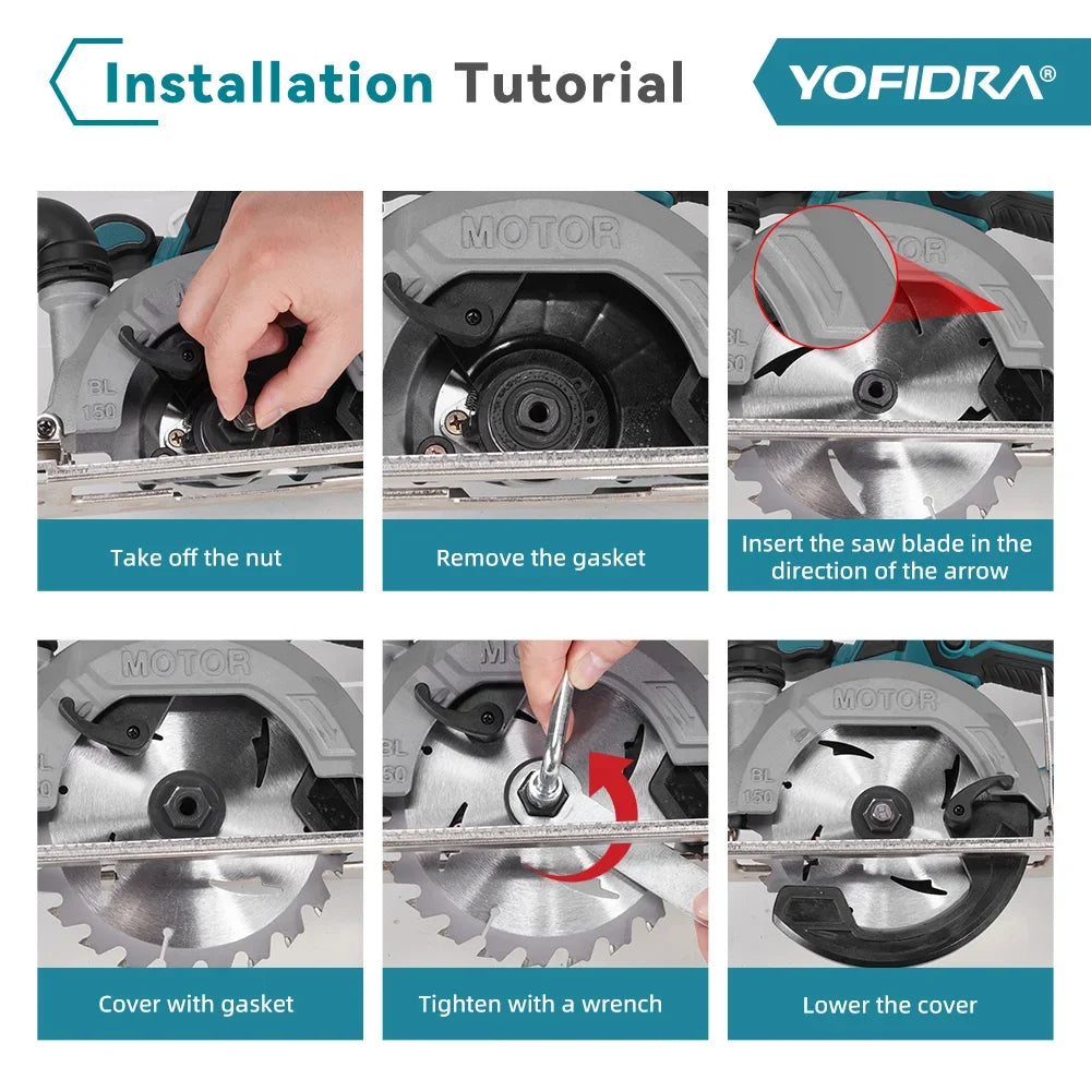 Makita Compatible 18V 6 Inch Brushless Circular Saw 45° Adjustable Digital Display Cutting Power Tool For Makita 18V Battery Pin