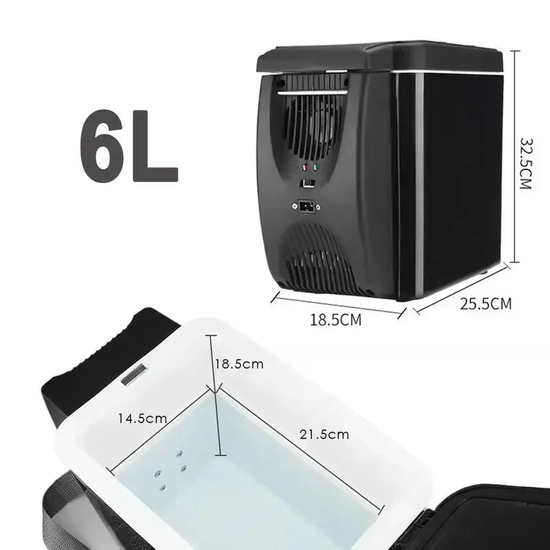 Car Refrigerator 6L Mini Fridge Portable Freezer 12V DC Refrigerator Plug In Cooler Refrige 6L Thermoelectric Cooler