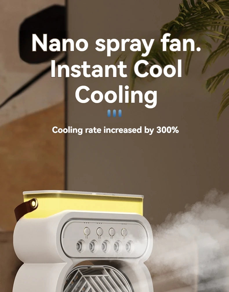 Misting Fan 3 In 1 Fan AIr Conditioner Household Small Air Cooler LED Night Light Portable Humidifier Air Adjustment Fan Office Home Fan