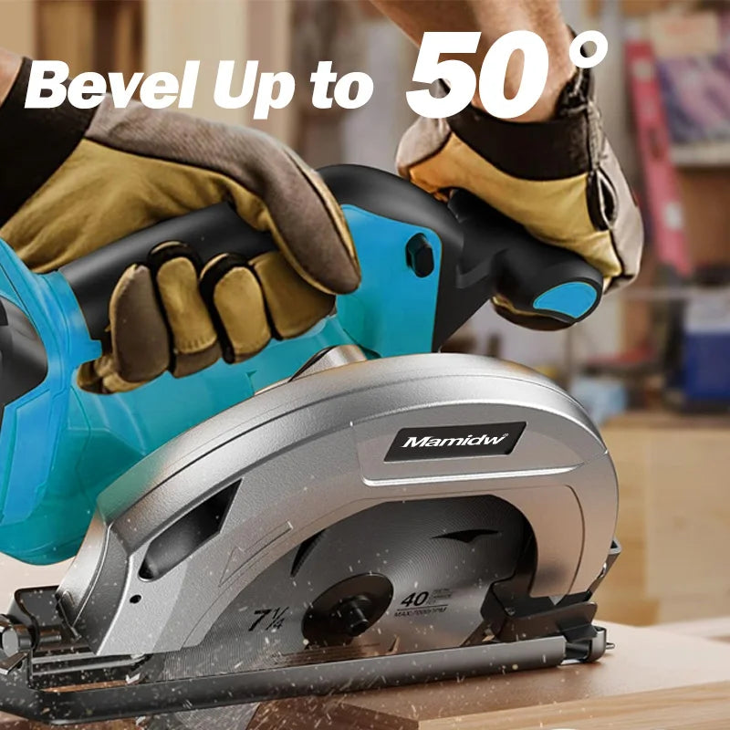 Makita Compatible 18V 7 Inch Brushless Circular Saw 5000RPM Cordless Handheld Adjustable Cutting Depth Woodwork Saw For Makita 18V Battery Pin