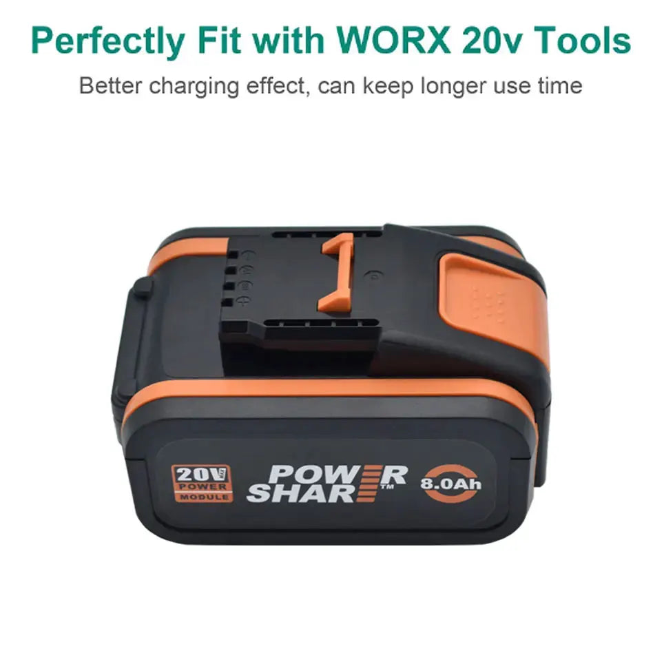 Worx 20V 6.0Ah and 8.0Ah Lithium battery Rechargeable WA3553 WA3551 WA3553.1 WA3570 for All WORX Electric and Garden Tools