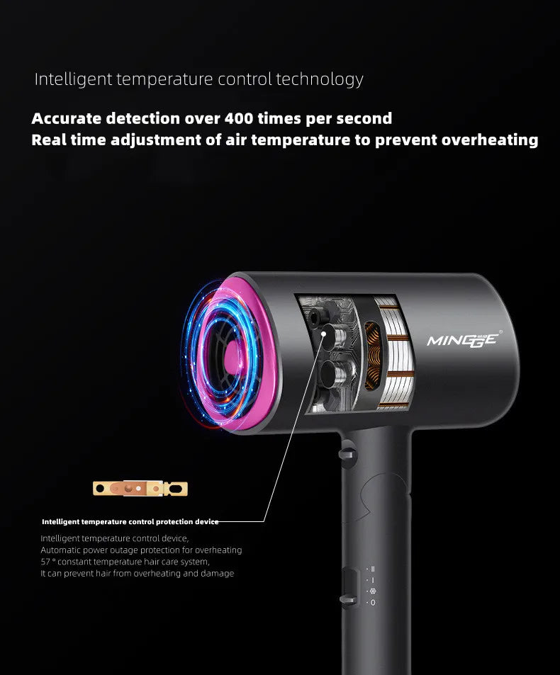 Hair Dryer 1800W Popular Foldable Hair Dryer Blue Light Negative Ion Super Silent