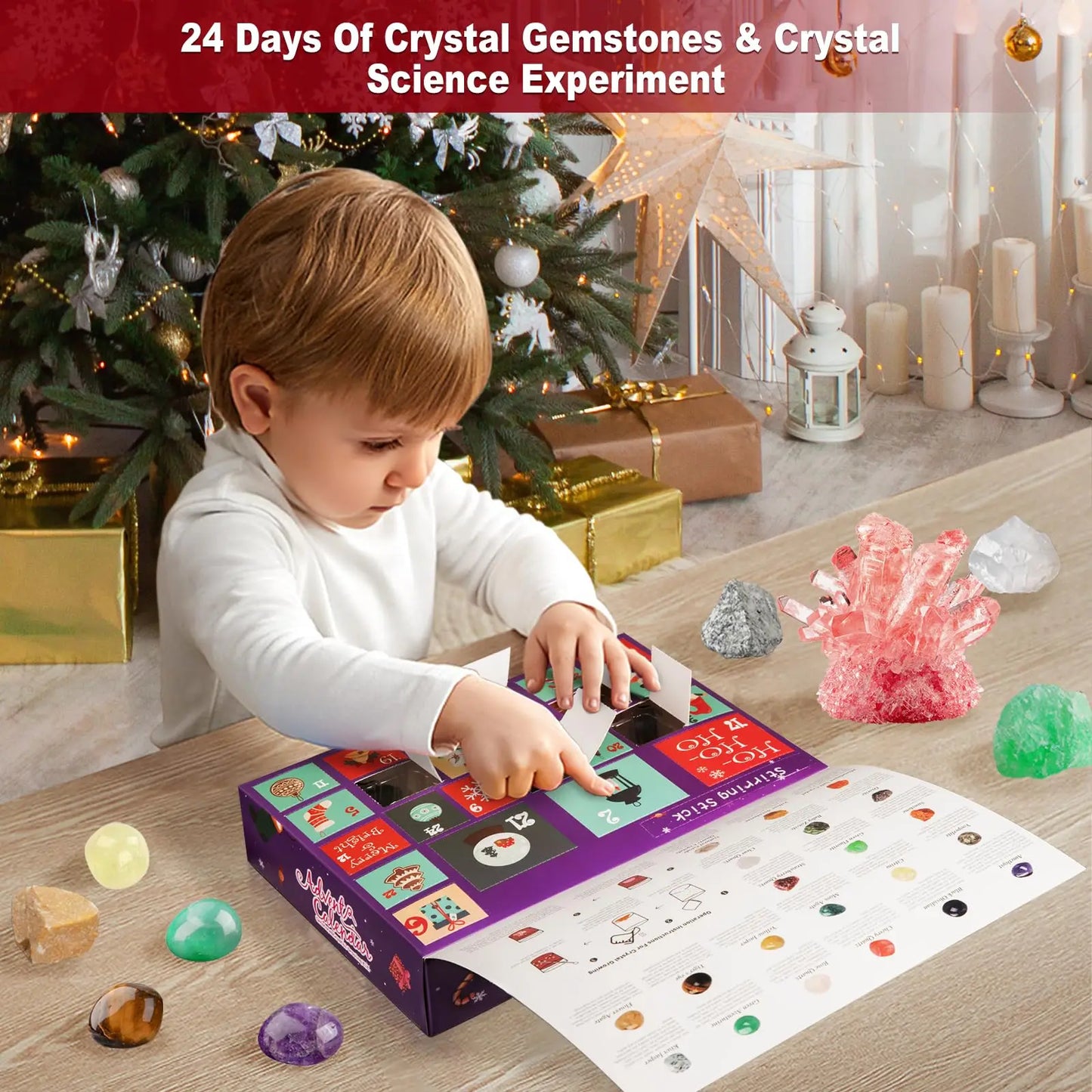 Crystal Growing Kit JV Advent Calendar 2025 24 Days Crystal Gemstones Minerals Rocks & Fossils Advent Calendars Gift for Kids