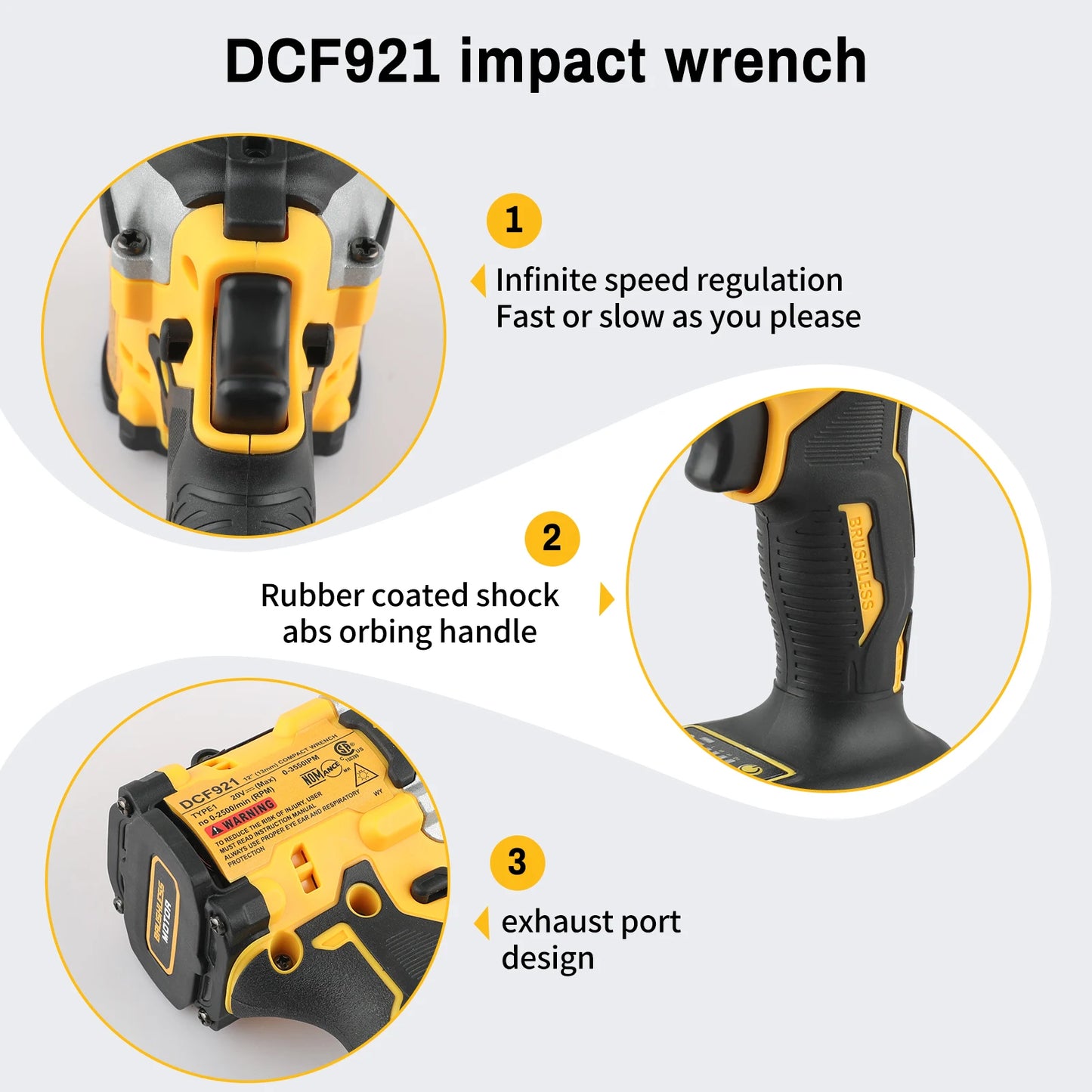 DEWALT DCF921 18V 20V 1/2 in Cordless Compact Impact Wrench