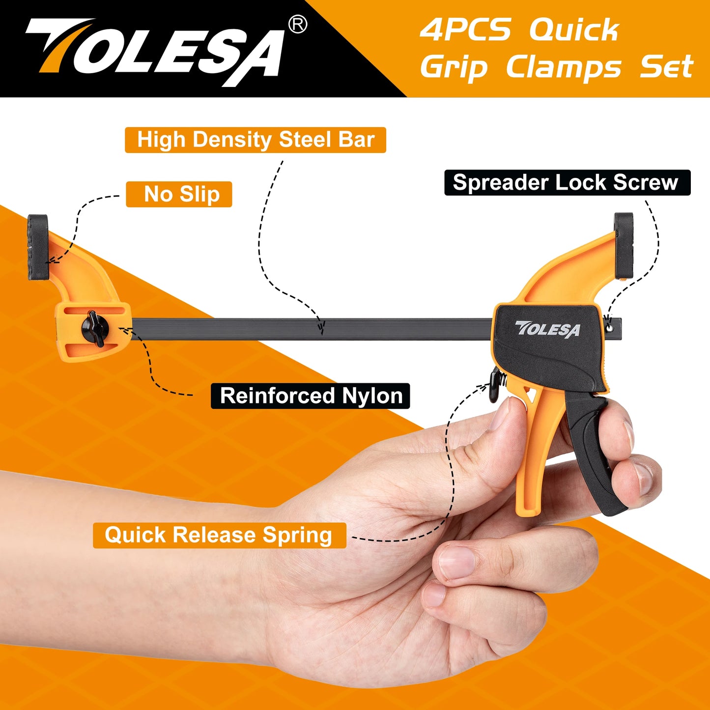 Tolesa A7BC1003 Bar Clamp Set 4pk– Compact Strength in Every Grip