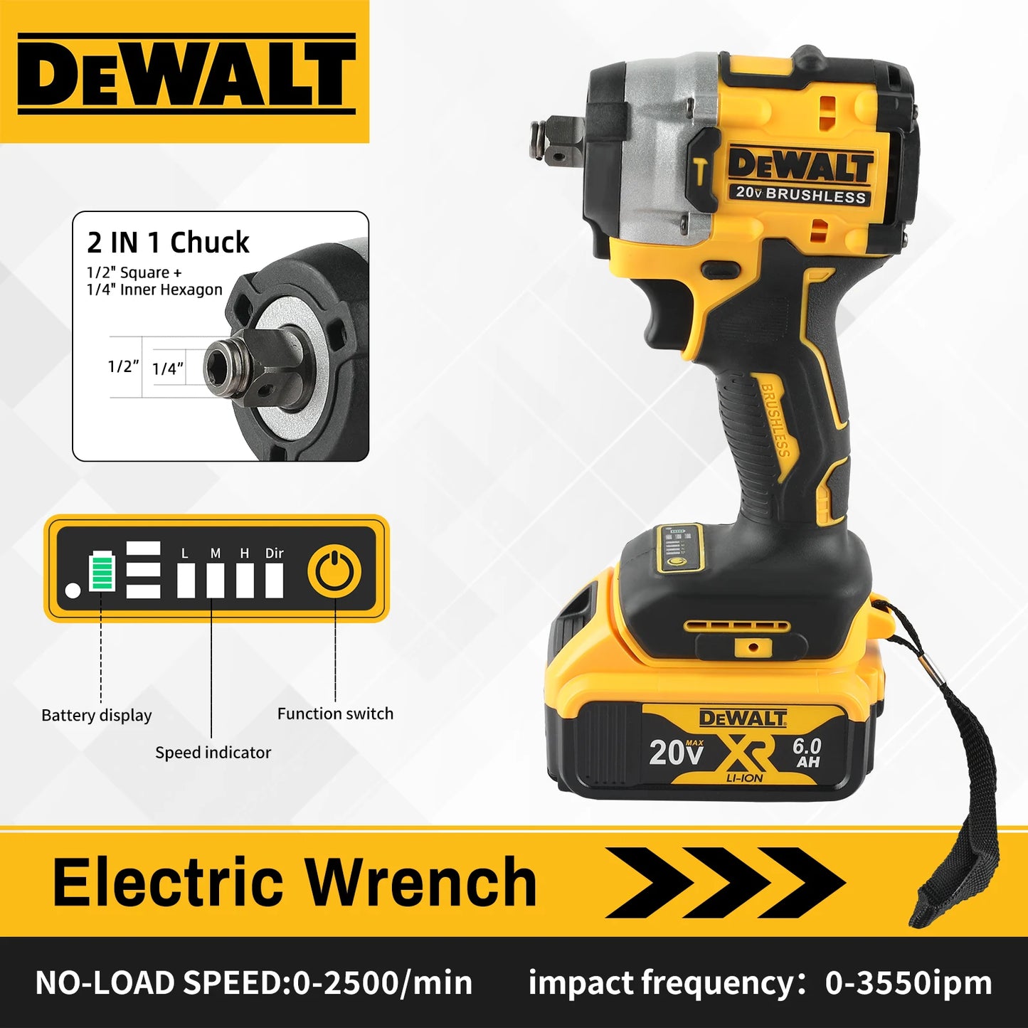 DEWALT DCF921 18V 20V 1/2 in Cordless Compact Impact Wrench