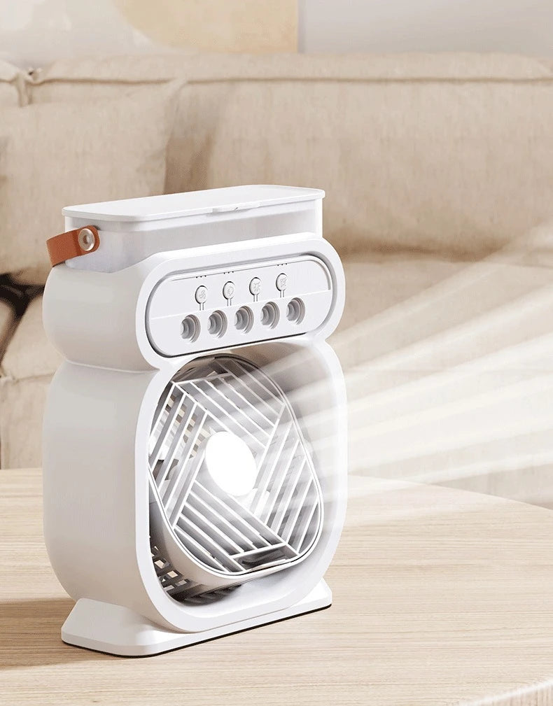Misting Fan 3 In 1 Fan AIr Conditioner Household Small Air Cooler LED Night Light Portable Humidifier Air Adjustment Fan Office Home Fan