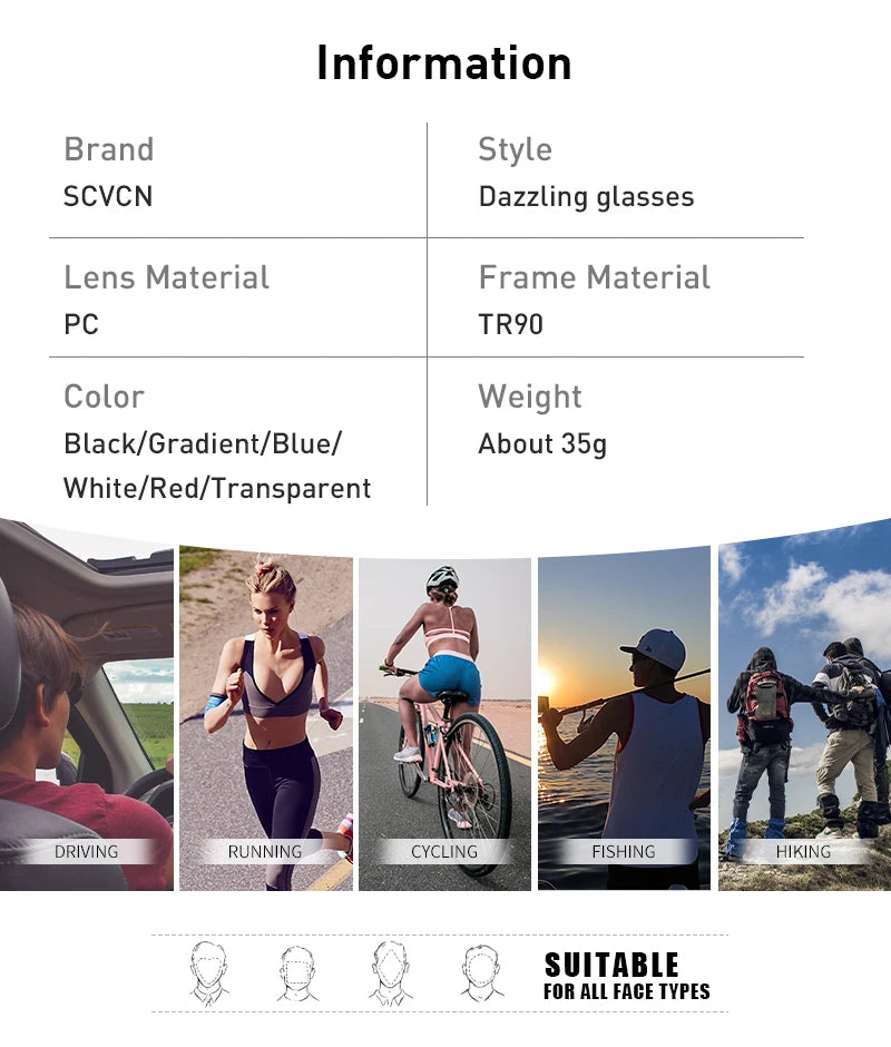 SCVCN JV UV400 Sport Cycling Glasses Road Sunglasses Bicycle Eyewear Mountain Bike MTB Cycl Goggles running glasses