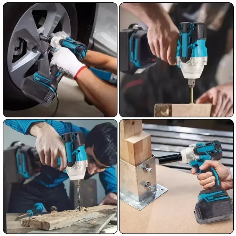 Makita Compatible 18V Cordless electric screwdriver Speed brushless impact wrench Rechargeable drill LED light