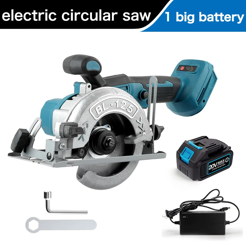 Makita Compatible 18V JV Brushless Circular Saw 125mm Cordless Electric Saw Adjustable Wood Cuttiing Machine Handheld Woodworking Saw for Makita Battery