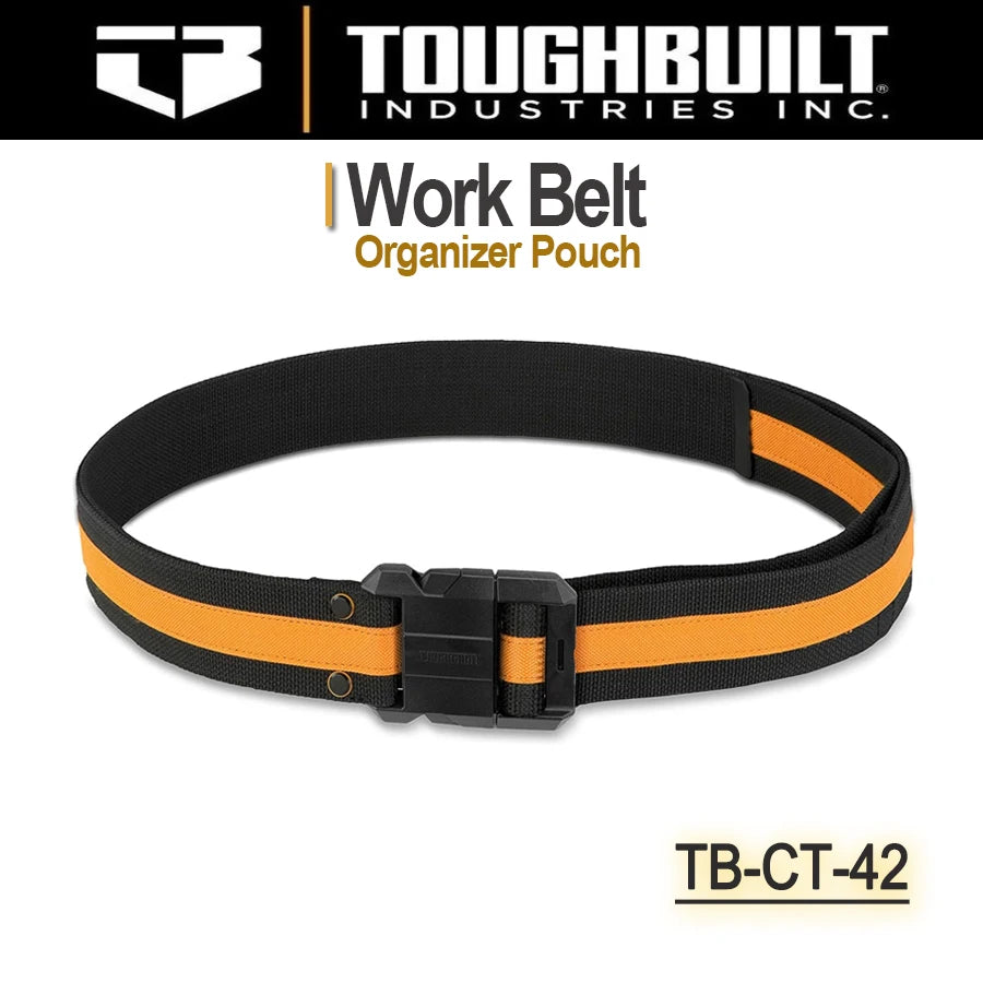 ToughBuilt TB-CT-42 Work Belt for Professionals Steel Buckle Heavy Duty Buckle / Back Support for Waist Bag Clip Tech Hubs