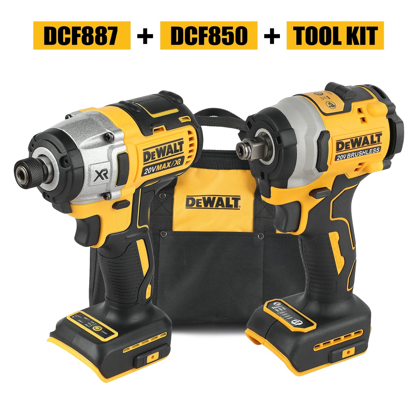 DeWalt DCF850, DCF887 20v brushless combo kit with bag