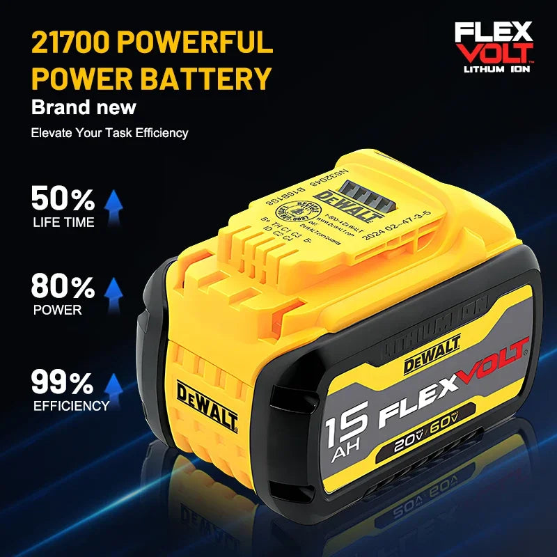 DeWalt original 15Ah 18V/20V- 60V battery- 1Pk, 2Pk, 3Pk and Charger options